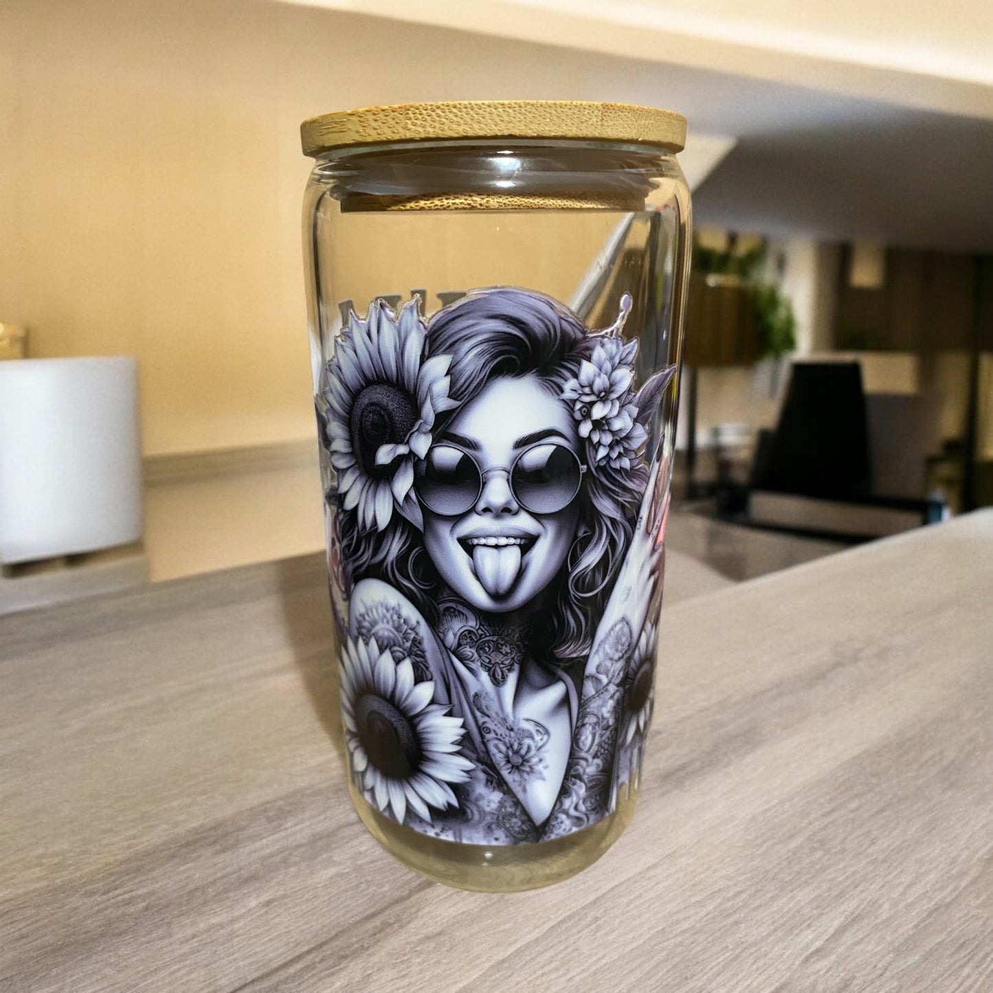 Glass beer can cups 16 oz