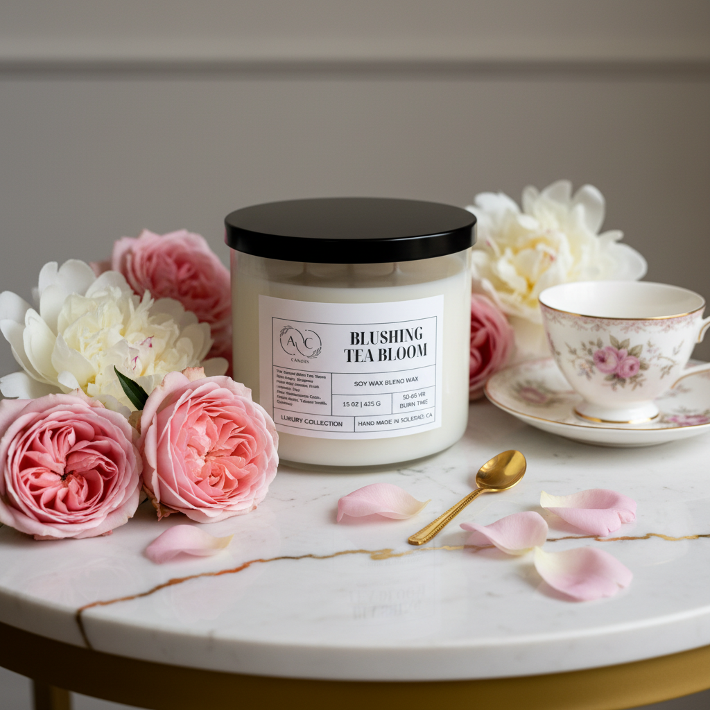 Blushing Tea Bloom Candle - Ultra Luxury