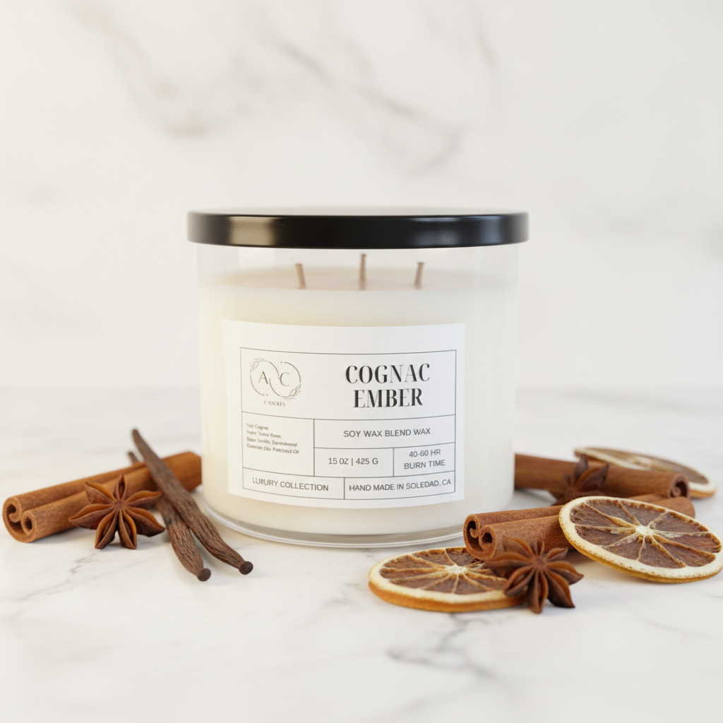 Cognac Ember Candle - Bright White Background