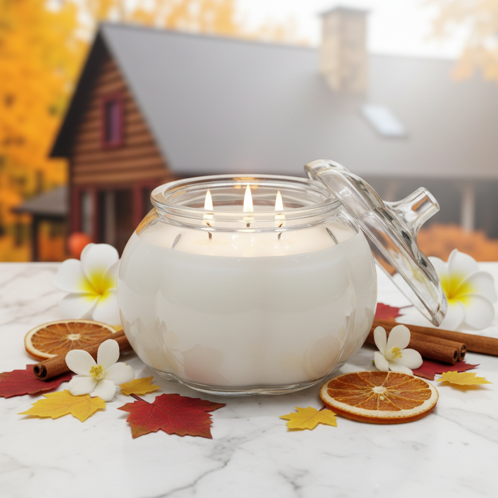 Glass Pumpkin Candle - Fresh Luxury Autumn Spa