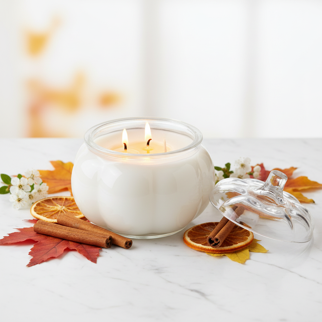 Glass Pumpkin Candle - Luxury Autumn Spa