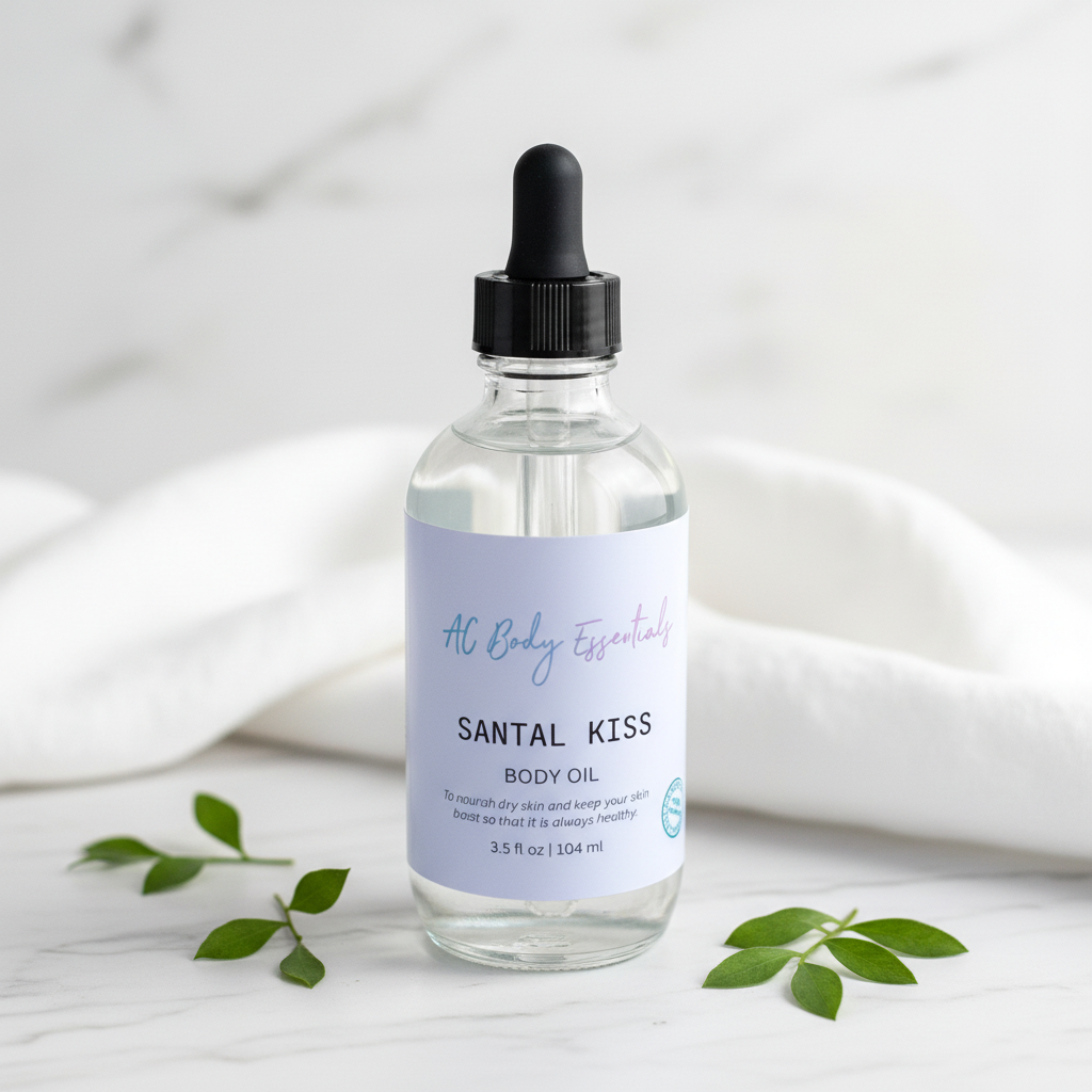 Santal Kiss Body Oil - Clear Liquid Luxury Marble Spa