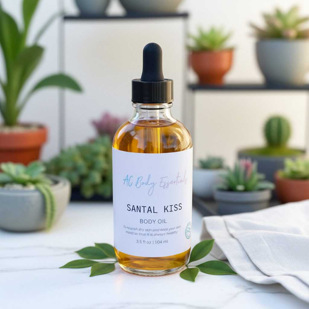 Santal Kiss Body Oil Dropper Bottle - Luxury Marble Spa