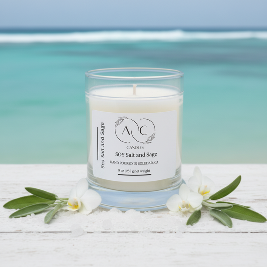 Sea Salt and Sage Candle - Coastal Spa No Flame